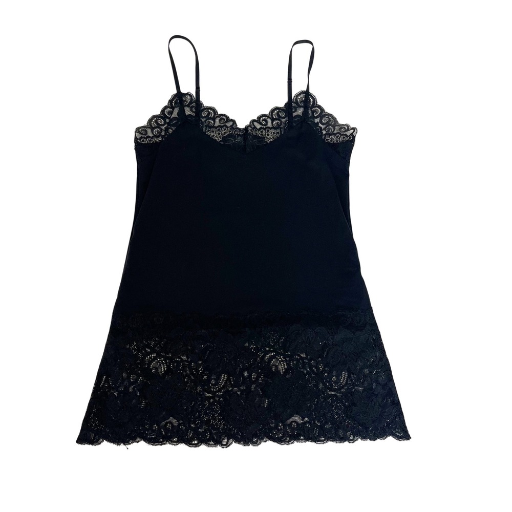 White‎ House Black Market Black Lace Trim Camisole Tank Top Y2K - Size XS